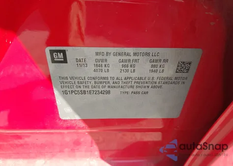 2014 Chevrolet Cruze 1Lt Auto z USA, uszkodzony, nr VIN 1G1PC5SB1E7234298